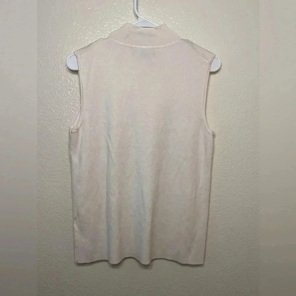 Cable & Gauge White Sleevless Sweater Womens Size L Turtleneck Zip - Picture 5 of 5